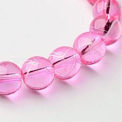 Ziehbank transparente Glas runde Perlen Stränge, gischt gemalt, neon rosa , 8 mm, Bohrung: 1.3~1.6 mm, ca. 100 Stk. / Strang, 31.4 Zoll