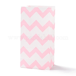 Rechteckige Kraftpapiertüten, keine Griffe, Geschenk-Taschen, Wellenmuster, rosa, 9.1x5.8x17.9 cm