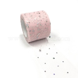 Nastri in mesh deco glitter con paillettes, tessuto di tulle, Tessuto di bobina di rullo di tulle per la realizzazione di gonna, rosa nebbiosa, 2 pollice (5 cm), circa 25iarde / rotolo (22.86m / rotolo)