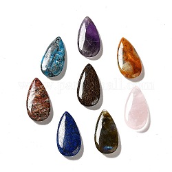 Pendentifs pierres précieuses naturelles mixtes, charme de larme, 39~39.5x19~19.5x6.5~7mm, Trou: 1.2mm