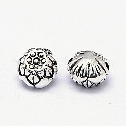 Brass Beads, Lotus Pod, Antique Silver, 8x6mm, Hole: 1mm