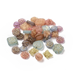 Beschichtung Acryl-Perlen, goldenen Metall umschlungen, matt, Mischformen, Mischfarbe, 10.5~18.5x12~18x4.5~11.5 mm, Bohrung: 1.2~1.8 mm