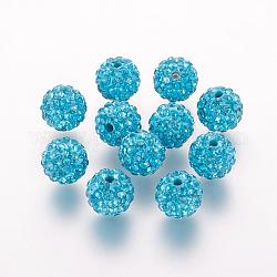 Perline strass polimero argilla, grado a, tondo, perline palla di disco, blu zirconia, 8x7.5mm, Foro: 1 mm