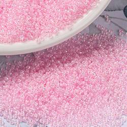 Миюки круглые бусины рокайль, японский бисер, (rr272) кристалл с розовой подкладкой ab, 15/0, 1.5 мм, отверстие : 0.7 мм, Около 27777 шт / 50 г