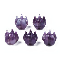 Abalorios de acrílico, estilo de imitación de piedras preciosas, flor, púrpura, 12.5x13x11mm, agujero: 2 mm