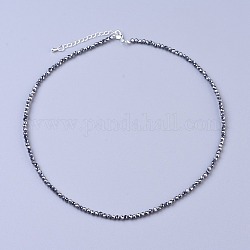Perlenketten aus Terahertz-Stein, mit Messing Karabinerverschlüsse, facettierte runde Perlen, 16.5 Zoll ~ 16.7 Zoll (42~42.5 cm) x 2 mm