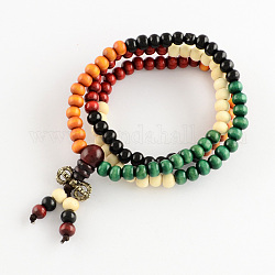 Dual-Use-Gütern, wrap Stil buddhistischen Schmuck gefärbtem Holz runden Perlen Armbänder oder Halsketten, Farbig, 520 mm, 108 Stück / Armband