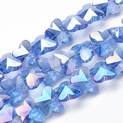 Perline di vetro palccato, ab colore placcato, sfaccettato, farfalla, blu royal, 12x14.5x7.5mm, Foro: 1 mm