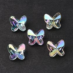 UV Plating Rainbow Iridescent Acrylic Beads, Butterfly, Mixed Color, 6x7x7mm, Hole: 1.8mm