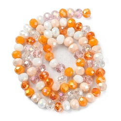 Chapelets de perles en verre électroplaqué, facette, rondelle, orange foncé, 5.5~6x5mm, Trou: 1mm, Environ 90~92 pcs/chapelet, 16.54 pouce ~ 16.93 pouces (42~43 cm)