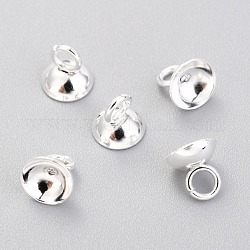 201 Stainless Steel Bead Cap Pendant Bails, for Globe Glass Bubble Cover Pendants, Silver, 6x6mm, Hole: 2.5mm
