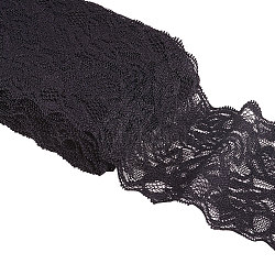 BENECREAT 20 Yards/18 Meters 80mm Wide Black Elastic Lace Trim Stretch Lace Fabric Ribbon for Crafts Making, Hair Accessories, Wrapping and Decorating