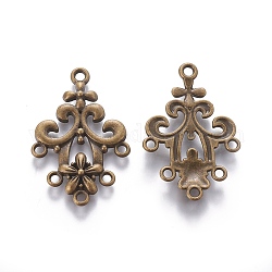Tibetan Style Alloy Chandelier Component, Lead Free and Cadmium Free, Flower, Antique Bronze, 35x24x2mm, Hole: 1.5mm