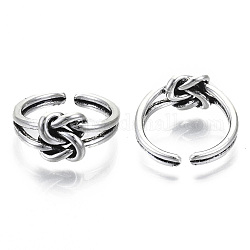 Anelli per polsini in lega di zinco, anelli aperti,  cadmio& piombo libero, nodo, argento antico, formato 7, diametro interno: 17mm