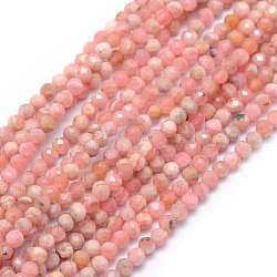 Natural Rhodochrosite Beads Strands, Faceted, Round, 2mm, Hole: 0.5mm, about 150pcs/strand, 15.35 inch(39cm)