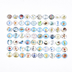 Flatback стеклянные кабошоны для поделок проектов, купол / полукруглый, тема океана, смешанную картину, разноцветные, 12x4 мм