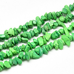 Kunsttürkisfarbenen Perlen Stränge, gefärbt, Chip, lime green, 5~13x5~13x1~7 mm, Bohrung: 1 mm, ca. 240~420 Stk. / Strang, 34.6 Zoll