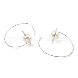 Boucles d'oreilles pendantes en argent sterling plaqué rhodium 925, avec coquillage perlé, Platine plaqué réel, 55x21.5mm