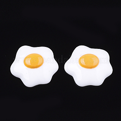 Смола декодирует кабошоны, жареное яйцо / яйцо-пашот, кремово-белые, 23x26x7 мм