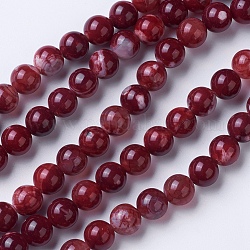Chapelets de perles d'agate naturelle, teints et chauffée, Grade a, ronde, rouge foncé, 6mm, Trou: 1mm, Environ 62 pcs/chapelet, 14.9 pouce (38 cm)