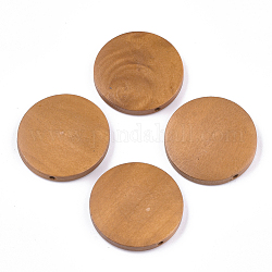 Perle di legno naturale verniciate, rotondo e piatto, arancione, 30x5~5.5mm, Foro: 2 mm