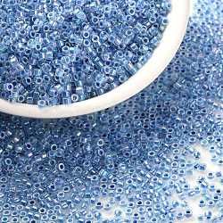 Perles de rocaille cylindriques, taille uniforme, couleurs transparentes arc, bleu clair, 2x1.3~1.5mm, Trou: 0.8~1mm, environ 80000 pcs / sachet , 450 g / sac