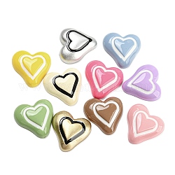 Cabochons en résine opaque, cœur, couleur mixte, 20x20x5.5mm