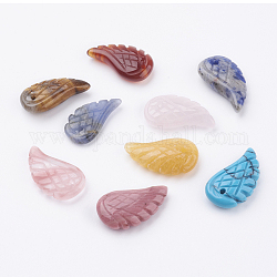 Natural & Synthetic Mixed Stone Pendants, Dyed, Wing, 17~19x9~11x3~5mm, Hole: 1mm