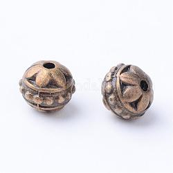 Tibetischer stil legierung perlen, Runde, Cadmiumfrei und Nickel frei und Bleifrei, Antik Bronze, 8x7 mm, Bohrung: 1 mm, ca. 800 Stk. / 1000 g