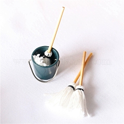Mini Plastic Bucket & Mop Model, Miniature Dollhouse Decorations Accessories, Teal, 8~18.5x15~62mm, 2pcs/set