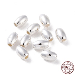 Perles 925 en argent sterling, baril, couleur d'argent, 8x5mm, Trou: 2mm, environ 34 pcs/10 g