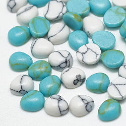 Synthetic Turquoise Cabochons, Oval, Mixed Color, 4.5x4x2mm