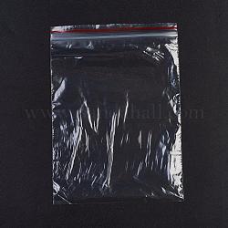 プラスチックジップロックバッグ  再封可能な包装袋  トップシール  セルフシールバッグ  長方形  レッド  17x12cm  片側の厚さ：1.1ミル（0.028mm）