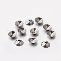 Couleur originale 201 cônes de perles en acier inoxydable, couleur inoxydable, 5x1.5mm, Trou: 0.6mm