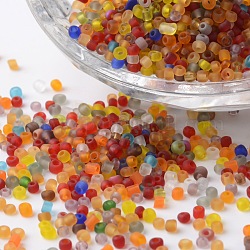 Perles rocailles rondes en verre mat de 12/0 couleurs transparentes , couleur mixte, 2~3x1.5~2mm, Trou: 0.8~1mm, environ 37500 pcs / livre