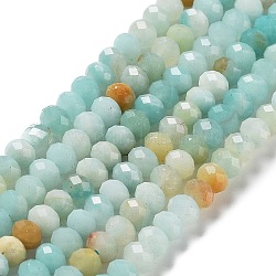 Brins de perles d'amazonite de fleurs naturelles, facette, rondelle, 6x4~5mm, Trou: 0.7mm, Environ 90 pcs/chapelet, 15.16'' (38.5 cm)