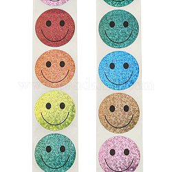 Rotolo di adesivi sorriso, etichette adesive rotonde in carta con motivo faccina sorridente, adesivi sigillanti decorativi per regali, partito, colore misto, 25x0.2mm, 500pcs / rotolo