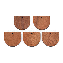 Pendenti in legno di noce naturale, metà ovale, tan, 23.5x27x2.5mm, Foro: 1.8 mm
