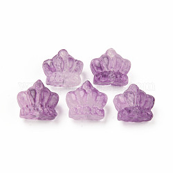 Perles de verre peintes par pulvérisation transparentes deux tons, couronne, violet, 12x14x8.5mm, Trou: 1mm