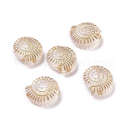 Perles acryliques transparentes, métal doré enlaça, conque, clair, 12x11x5mm, Trou: 1.4mm, 1300 pcs / 500 g