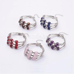 Perles de pierres naturelles Bracelets multicolores, avec les accessoires en laiton et fer, 2-3/8 pouce (60 mm)