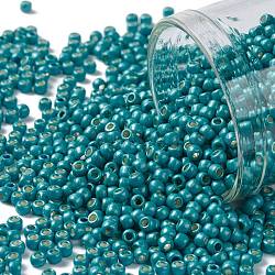 Toho perles de rocaille rondes, Perles de rocaille japonais, (pf569f) permafinish turquoise métallisé mat, 11/0, 2.2mm, Trou: 0.8mm, à propos 1110pcs / bouteille, 10 g / bouteille