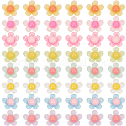 Sunnyclue 64 pcs 8 couleurs cabochons en résine translucide, fleur, couleur mixte, 19.5~20x7mm, 8 pcs / couleur