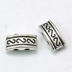 Tibetischen Stil Multi-Strang-Verbinder, zwei loch trägerperlen, Rechteck, cadmiumfrei und bleifrei, Antik Silber Farbe, 10x4 mm, Bohrung: 1.5 mm