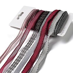 18 Yard 6 Stile Polyesterband, für DIY Handarbeit, Haarschleifen und Geschenkdekoration, rote Farbpalette, Mischfarbe, 3/8~1/2 Zoll (10~12 mm), ca. 3 Meter/Stil