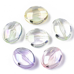 Perles en acrylique transparente, de couleur plaquée ab , ovale, couleur mixte, 23x19x11mm, Trou: 1.8mm