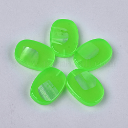 Perline di resina, con chip di shell, mezzo forato, ovale, prato verde, 30x21x6mm, mezzo buco: 1.2 mm