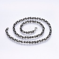 Collares de cadena bizantinos de 201 acero inoxidable, con cierre de langosta, gunmetal y el color de acero inoxidable, 22.8 pulgada (58 cm), 4mm