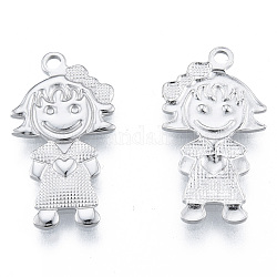 304 Stainless Steel Pendants, Girl, Stainless Steel Color, 22x12x1.5mm, Hole: 1.6mm
