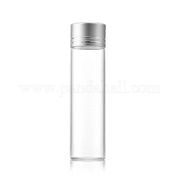 Botellas de vidrio transparente contenedores de abalorios, tubos de almacenamiento de cuentas con tapa de rosca y tapa de aluminio, columna, plata, 2.2x8 cm, capacidad: 20ml (0.68fl. oz)